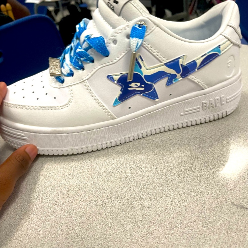 Bape Kids Sneakers in White and Blue